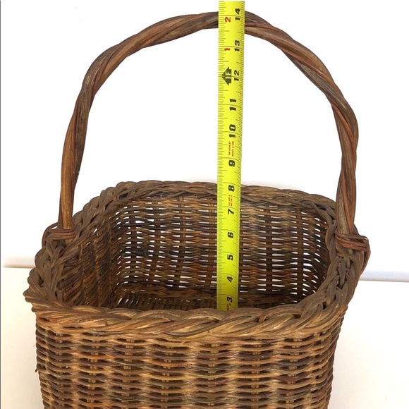Wicker Rattan Rimmed Square Shopping Basket - Picture 5 of 8